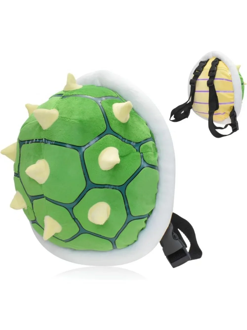 Green Spiked Turtle Shell Backpack - Soft Plush Role Play Costume Toy, 11.4